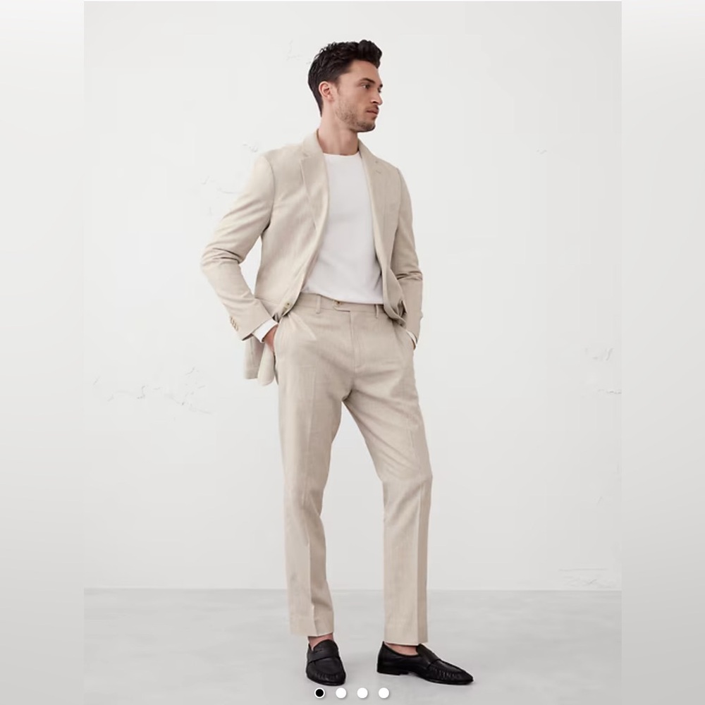 Men's Beige linen Suit Set